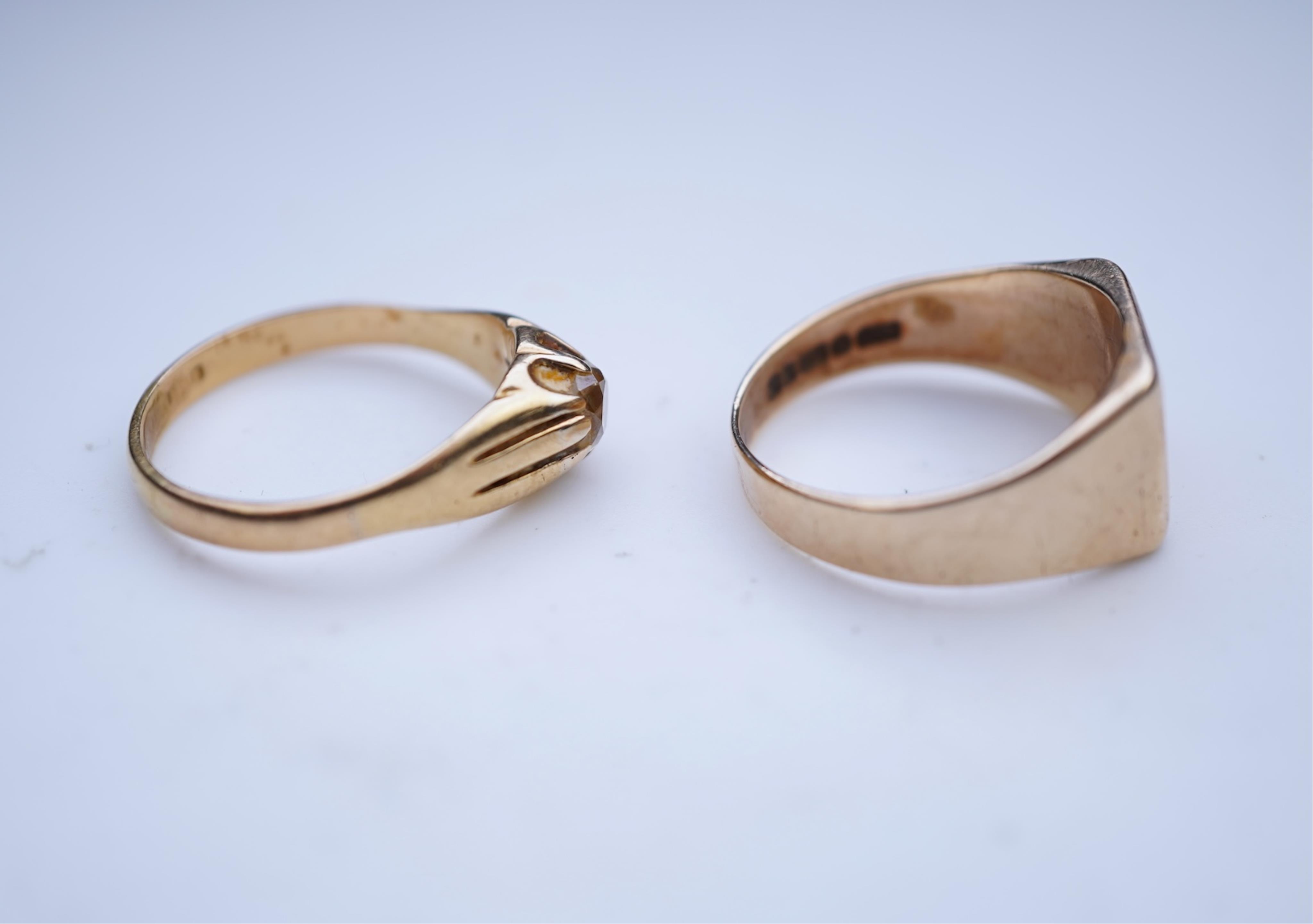 Two gold and diamond rings